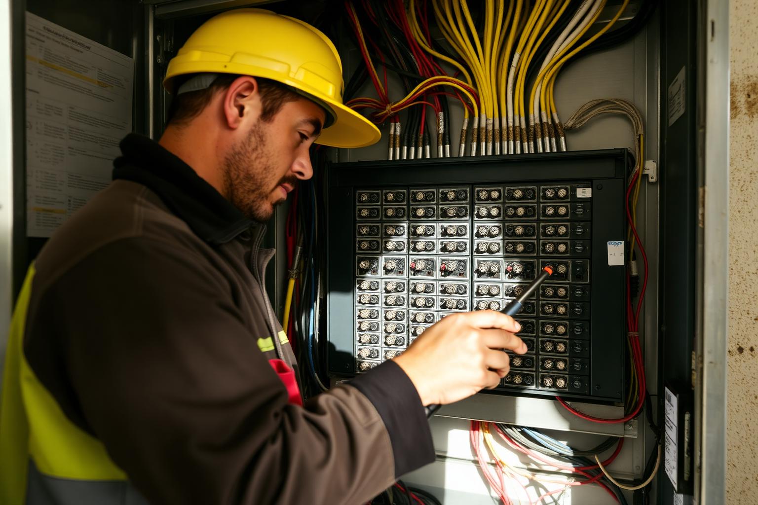 Electrician testing circuits in a residential panel